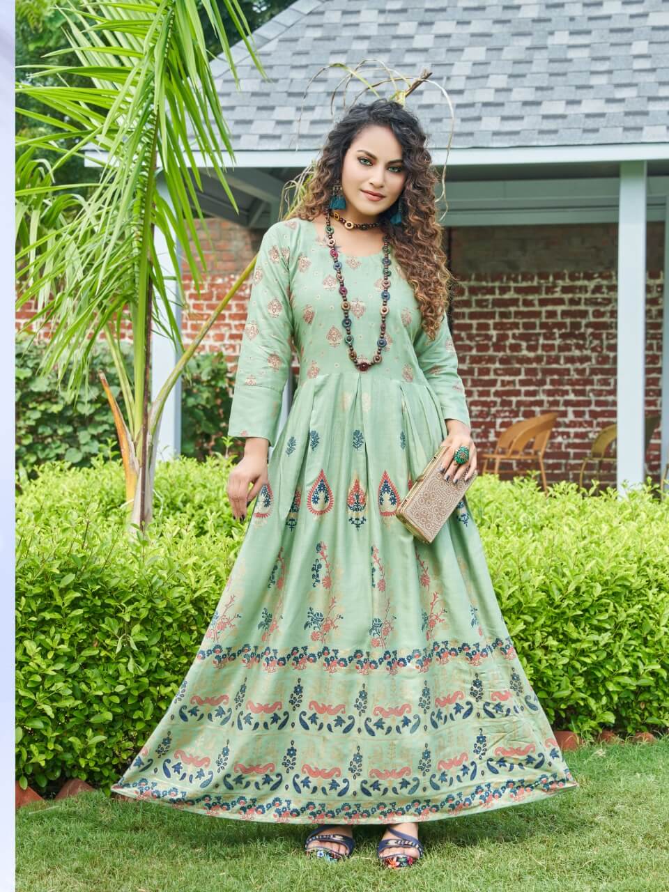 Hirwa Sunshine 1 Rayon Printed Ethnic Wear Long Anarkali Kurti Latest Collection